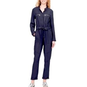 DKNY Belted Long-Sleeve Jumpsuit